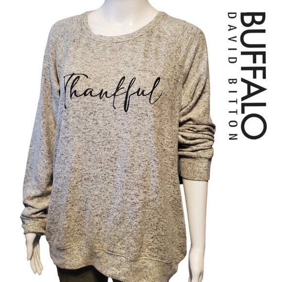 Buffalo David Bitton Tops - Buffalo David Bitton | Thankful Sweatshirt Pullover | Gray | NWT